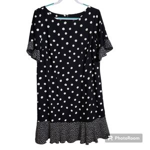 Talbots Black White Polka Dot Dress